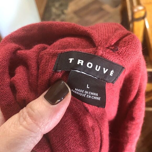 NWT Nordstrom Trouvé Angora Blend Cowl Neck Sweater Red Spice - L - Picture 9 of 10